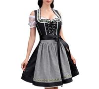 Generisch Costume Dirndl élégant pour femme - Robe en dentelle pour fête de la bière, tenue à thème de foire - Version standard, Noir , S