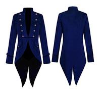 Generisch Costume médiéval COS européen américain rétro veste coupe-vent longueur moyenne pour homme, bleu, XL