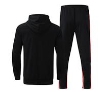 Generisch Costume moderne pour homme comme ensemble de pantalons décontractés avec sweat à capuche et fermeture éclair dans un design tendance en blocs de couleurs, rouge, XL