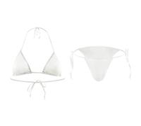 Generisch Costume pour homme - Bikini uni - Style fente - Lacets - Couleur unie - Soutien-gorge et culotte, Blanc., taille unique