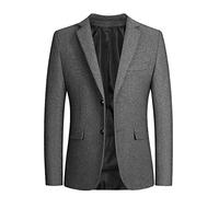Generisch Costume pour homme coupe ajustée en laine d'hiver - Blazer sportif moderne en coton - Veste de costume chaude à simple boutonnage - Veste d'affaires élégante - Costume d'extérieur pour homme