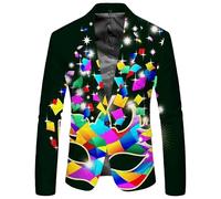 Generisch Costume pour homme - Veste colorée et élégante - Un bouton à revers - Blazer surdimensionné - Smoking - Costume de carnaval - Veste festive moulante pour bal masqué, fête à thème, carnaval