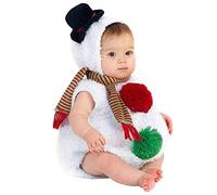 Generisch Costume sans manches pour bébé - Cosplay fille - Combinaison + écharpe - Ensemble garçon - Sweat à capuche - Noël - Bonhomme de neige - En polaire - Grenouillère et combinaison (blanc, 18-24