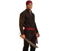 Generisch Costume viking pour homme, 3 pièces, style médiéval, chemise de loisirs, Renaissance, pirate, adulte, viking, chevalier, costume de pirate, cosplay, jogging, combinaison de sport