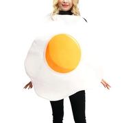 Generisch Costumes d'Halloween pour adultes - Avec design cosplay œuf au plat, costume de carnaval comme nourriture, pour femmes et hommes, médias sociaux, carnaval, Halloween, spectacles sur scène et