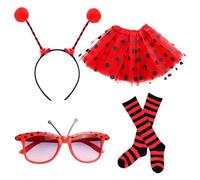 Generisch Costumes pour enfants - Coccinelle à sept points - Costume complet pour enfants - Carnaval - Fête thématique - Jeu de déguisements - Accessoires de fête à thème et jeu de rôle à la maison