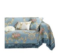 Generisch couchcover, Serviette de canapé à Pompons Four Seasons, Couverture Chenille Anti-griffures de Chat, Coussin en Cuir,for Home(Blue,2 Seater-180x260cm)