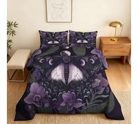 Generisch Couette Maths 140x200 4 Saisons Enfant, Violet Papillon Fleurie Insecte Couette 1 Personne Hiver édredon Chaude Anti Acarien, 1 Protege Oreiller 60x60, Non Housse