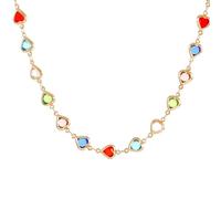 Generisch Couleur Cœur Zircon Bracelet Personnalité Tempérament Alliage Coeur Maille Rouge Collier en Acier Inoxydable, alliage, No Gemstone