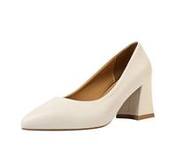 Generisch Couleur unie Style britannique Dentelle Épais Chaussures simples à talons hauts décontractées Chaussures Femmes 36 Moins de 20, beige, 41 EU