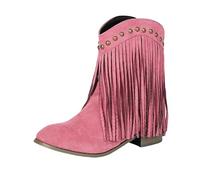 Generisch Couleur unie Talon épais Bout rond Femmes Casual Cheville Bottom Plat Mode Courte Fermeture éclair Bottes à Talon épais Bout rond Femmes Casual Cheville Bottes, Rose, 48 EU