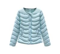 Generisch Coupe courte et fine pour femme avec col rond pour une isolation thermique optimale grâce au rembourrage en coton matelassé pour les activités de plein air, bleu ciel, L