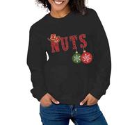 Generisch Couple de Noël Sweat-shirt assorti / J'ai tout ce que je veux pour Noël Chemise/Homme Femme Pull de Noël Renard Arbre, Noir , S