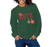 Generisch Couple de Noël Sweat-shirt assorti / J'ai tout ce que je veux pour Noël Chemise/Homme Femme Pull de Noël Renard Arbre, Vert foncé., S