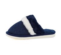 Generisch Couples Hommes Femmes Slip On Fourrure Plat Maison Dames Pantoufles Hiver Peluche Chaud Confortable Fermé, Marine, 39 EU