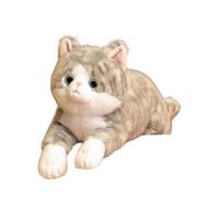 Generisch Coussin chat rembourré en fibre de polyester, 50 cm, 450 g, position allongée - Peluche douce avec motif à rayures - Compagnon de relaxation pour adultes et - Aide au sommeil