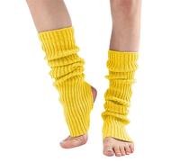 Generisch Coussin chauffant électrique pour femmes et hommes années 80 - En tricot côtelé - Pour la danse - Sports - Chaussons chauffants - Batterie, jaune, taille unique