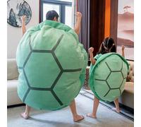 Generisch Coussin de corps en forme de tortue, costume de cosplay tortue portable géante en peluche, amovible, pour enfants et adultes (vert 100 cm)