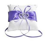 Generisch Coussin pour alliance en forme de cœur - Décoration en strass - Design élégant - Rembourrage d'alliance - Décoration festive pour occasions spéciales (violet, taille unique)