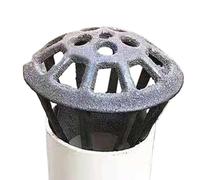 Generisch Couvercle de vidange externe - Filtre de vidange rond en fonte robuste - Grille d'évacuation de cour anti-feuilles - Protection des tuyaux de collecte de saleté externes - Filtre rond noir