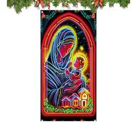 Generisch Couverture de Noël pour la porte d'entrée | Grand tissu fluorescent Couverture de scène de Jésus | Décoration de bannière de toit de Noël | Pour fête hiver ferme et Nouvel An