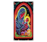 Generisch Couverture de Porte de Noël - de Cintre - Décoration de Vacances - 88,9 x 180,9 cm - Grande Couverture de Lumineuse Festive pour la Maison, Les fêtes, l'hiver, la Ferme, Le Nouvel