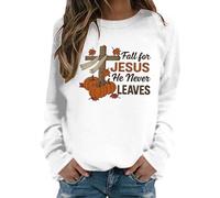 Generisch Cravate Femme Sweat-shirt à manches longues avec col rond imprimé, haut pull décontracté pour l'hiver, design de lettre confortable, coupe ample courte, Blanc., M