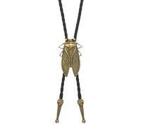 Generisch Cravates string pour hommes - Collier vintage en cuir synthétique - Motif cigales - Foulard de cowgirl occidental - Pour costume, accessoires de cosplay, barman, performance sur scène