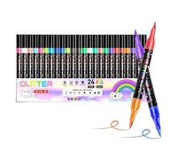 Generisch Crayons de coloriage à paillettes - Double pointe avec effet scintillant - Crayons à paillettes pour l'enseignement - Pour journal, scrapbooking, travaux manuels, carnet, école, maison