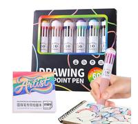 Generisch Crayons de couleur pour , 0,8 mm, 60 couleurs, stylo à bille rétractable avec carnet, accessoires d'écriture artistique, pour bureau, enseignants, étudiants, agenda, école, cours
