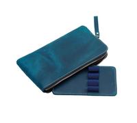 Generisch Crazy Horse Trousse à crayons en cuir avec fermeture éclair et compartiment amovible pour hommes, femmes, école, étudiants, papeterie (Color3)