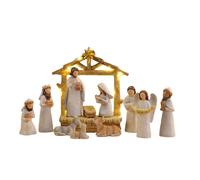 Generisch Crèche de Noël - Lot de 12 figurines en résine - Décoration religieuse traditionnelle pour cheminée de table - Étagères - Idéal pour l'école d'église - Maison festive