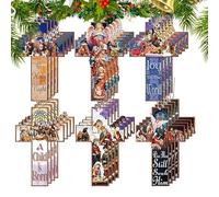 Generisch Crèche de Noël, ornements de crèche de Noël, 24 décorations de sapin de Noël religieuses, ornements chrétiens, bouclier avec corde pour maison familiale