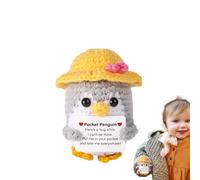 Generisch Crocheter Un Pingouin Positif, Une de Pingouin de Poche Amusante - Énergie Positive avec Carte d'encouragement - Porte-Chapeau pour la décoration d'encouragement des Amis