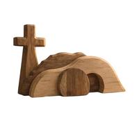 Generisch Croix de résurrection en bois et tombe vide - Décoration funéraire vide en bois avec croix et colline - Pour décoration de bureau de Pâques - Décoration de scène de résurrection pour le