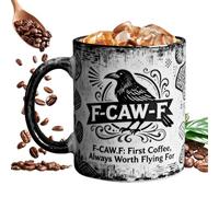 Generisch Crow Gobelet - 4,72 x 3,15 x 3,15 pouces Tasse à café gothique en céramique avec design Raven | Tasse Halloween Crow Cup | Gobelet à ceinture pour les amateurs de thé, de café et de