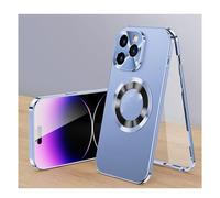 Generisch Cubiccredit Phone Case, Cubiccredit Double-Sided Magnetic Phone Case, Fully Enclosed Glass Buckle Design, for iPhone 11/12/13/14/15/16 Series (Blue,for 15plus)