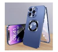 Generisch Cubiccredit Phone Case, Cubiccredit Double-Sided Magnetic Phone Case, Fully Enclosed Glass Buckle Design, for iPhone 11/12/13/14/15/16 Series (Dark Blue,for 12promax)
