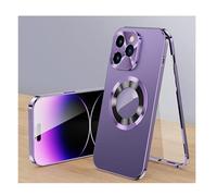 Generisch Cubiccredit Phone Case, Cubiccredit Double-Sided Magnetic Phone Case, Fully Enclosed Glass Buckle Design, for iPhone 11/12/13/14/15/16 Series (Purple,for 15plus)