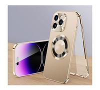 Generisch Cubiccredit Phone Case, Cubiccredit Double-Sided Magnetic Phone Case, Fully Enclosed Glass Buckle Design, for iPhone 11/12/13/14/15/16 Series (Gold,for 13)