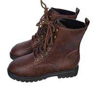 Generisch Cuissardes pour femme - Noir - Bout plat - Fermeture éclair latérale - Décontracté - Confortable - Talon moyen - Talon épais - Chaussures pour femme avec cœurs, marron, 37 EU