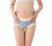 Generisch Culotte de maternité sans couture avec bikini taille profonde, bande ventrale pour plus de confort pendant la grossesse, lit de semaine, coupe discrète, compagnon de tous les jours, bleu