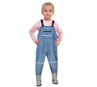 Generisch Culotte de pêche pour enfants, garçons et filles, culotte de pêche avec poche pour les tout-petits, imperméable, culotte de chasse et de pêche avec bottes, combinaison en molleton (Bleu, 5-6