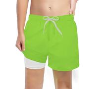 Generisch Culotte d'entraînement M Maillot de bain pour garçon avec doublure de compression, short de bain extensible en mousseline, vert, 7 ans