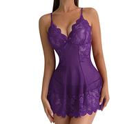 Generisch Culotte en dentelle florale avec string pour femme - Rouge, lilas, XL