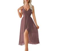 Generisch Culotte en dentelle pour femme - Sous-vêtements en mousseline de soie - Chemise de nuit, kaki, S