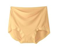 Generisch Culotte Femme Culotte Taille Nude Feel Coton Sans Couture Couleur Unie Respirant Haute Élasticité Grande Taille, jaune, XL