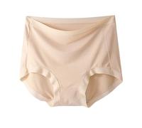 Generisch Culotte Femme Culotte Taille Nude Feel Coton Sans Couture Couleur Unie Respirant Haute Élasticité Grande Taille, beige, XXL