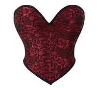 Generisch Culotte gainante pour femme - Bustier gainant - Lingerie en dentelle - Taille Push Up - Body en latex - Ceinture abdominale, rouge, L
