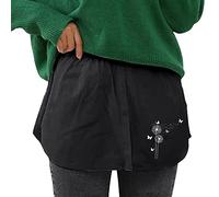 Generisch Culotte pour femme en tissu léger comme jupe extensible avec fermeture à boutons pratique, Noir , XL